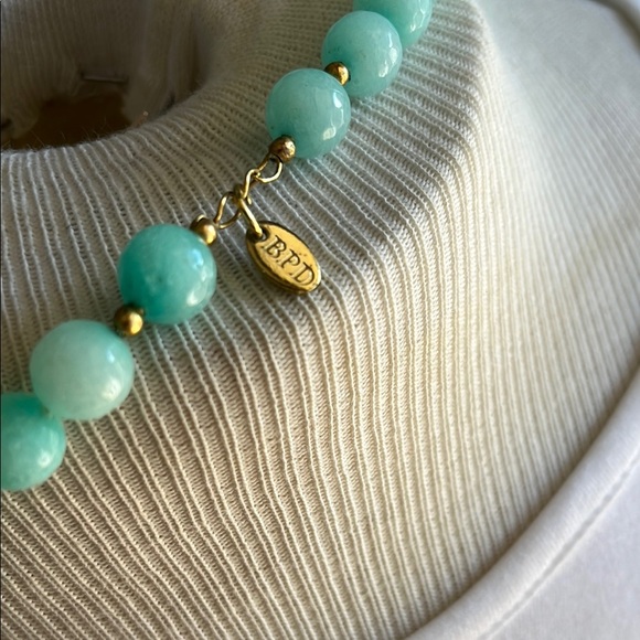 Betsy Pittard Designs Stone Bead Slipover Necklace with Orange Tassel - Picture 4 of 4